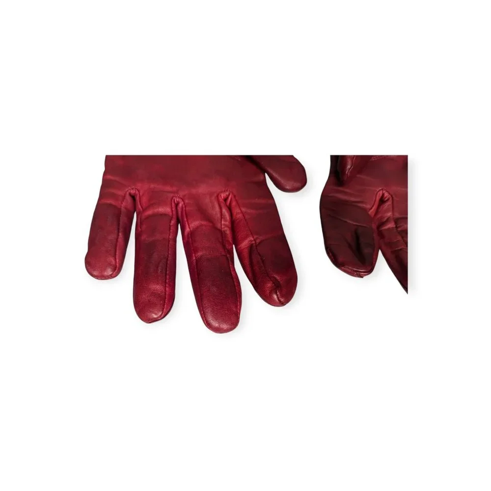 Vintage Genuine Red Leather Lined Women's Gloves One Size Fits Most